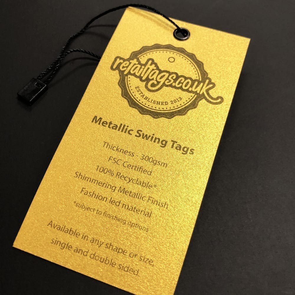 Metallic Gold Swing Tags with Black String